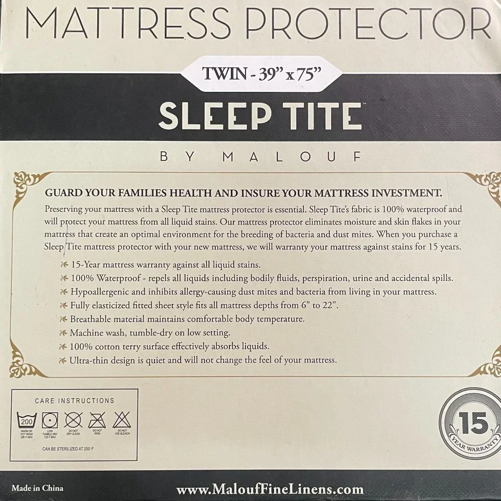 Malouf Waterproof Mattress Protector Fitted Deep Pockets Protector Hypoaller NIB